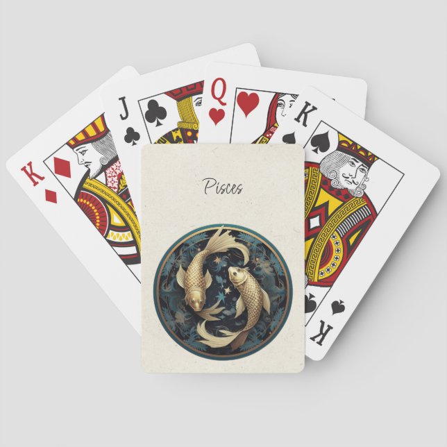 Pisces Fish Zodiac Minimalist  Playing Cards (Back)