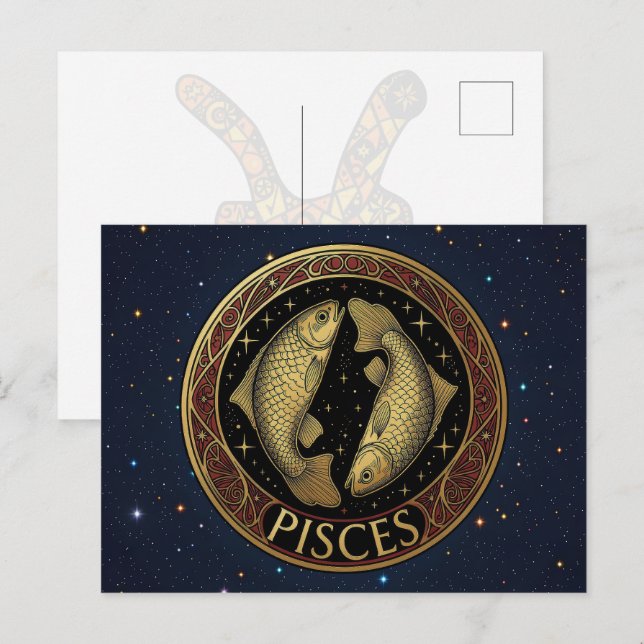 Pisces Fishes Zodiac Symbol Postcard (Front/Back)