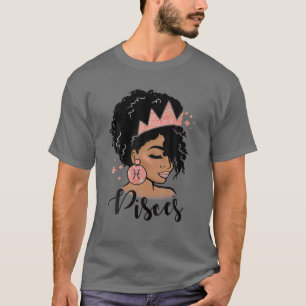 Pisces Girl Afro Girl Zodiac Signs Birthday Gift T-Shirt