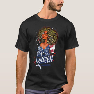 Pisces Girl Birthday Melanin Afro Queen For Black T-Shirt