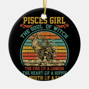 Pisces Girl The Soul Witch The Fire Of A Lioness Ceramic Tree Decoration