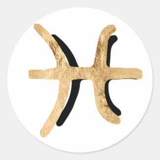Pisces gold black texture zodiac constellation classic round sticker
