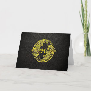 Pisces Gold on Leather Card
