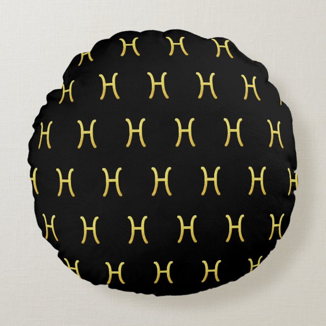 Pisces Gold Round Cushion (Front)