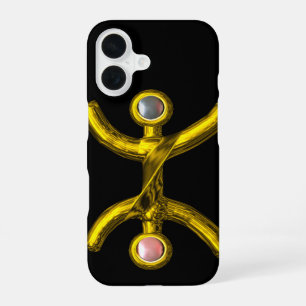 PISCES GOLD ZODIAC JEWEL Pink White Pearls Black iPhone 16 Case