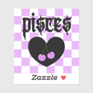 Pisces Gothic Aesthetic Chequered Cherry Art