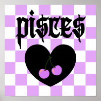 Pisces Gothic Aesthetic Chequered Cherry Art