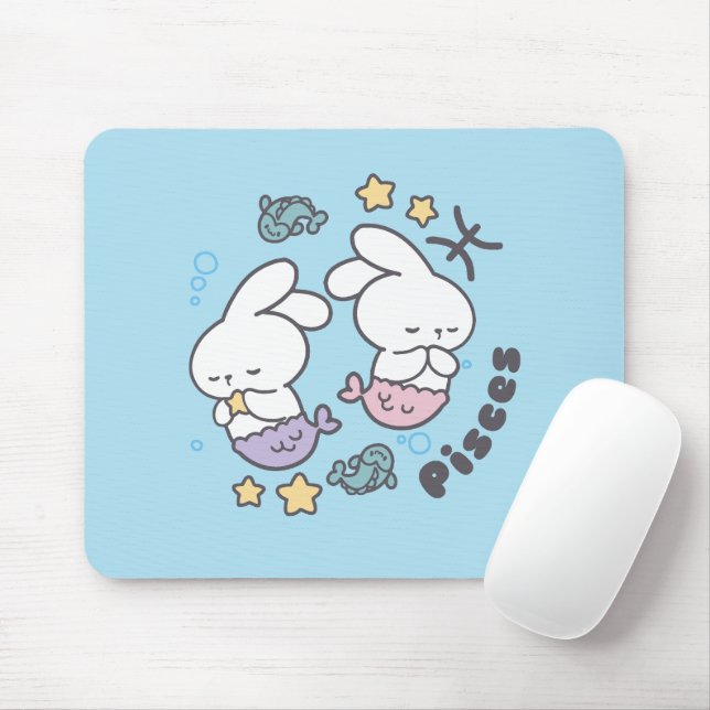 Pisces Harmony: Bunny Mermaid Duo Mouse Pad (With Mouse)