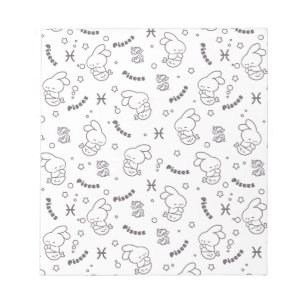 Pisces Harmony: Bunny Mermaids Pattern Line Art Notepad