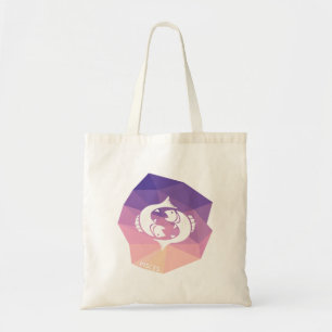 Pisces horoscope pink geometric tote bag