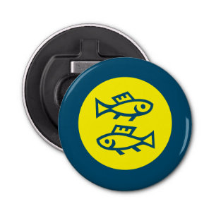 Pisces Horoscope Yellow Blue Modern Minimalist Bottle Opener