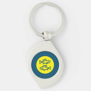 Pisces Horoscope Yellow Blue Modern Minimalist Key Ring