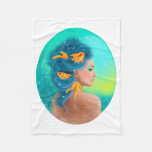 Pisces Horoscope Zodiac - Fantasy beautiful woman Fleece Blanket