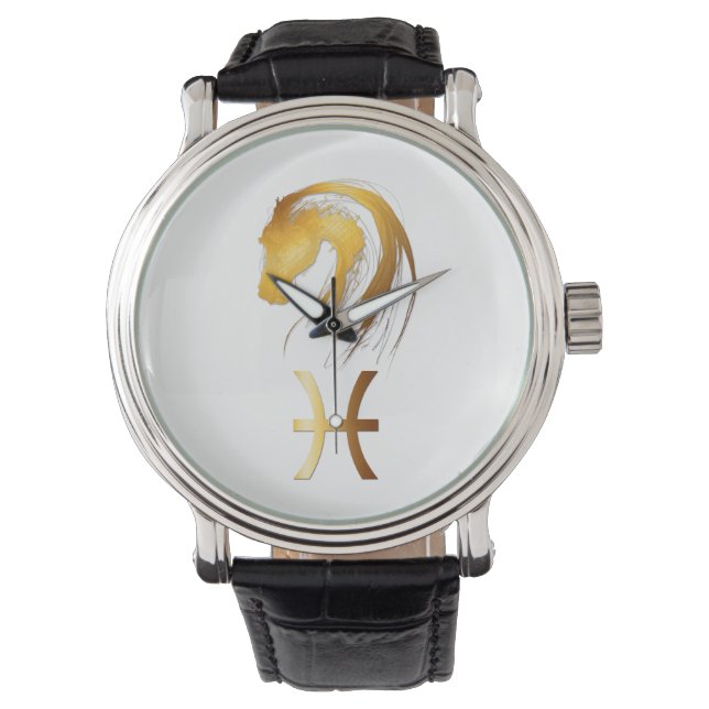 Pisces Horse Chinese Western Astrology Birthday Watch (Front)