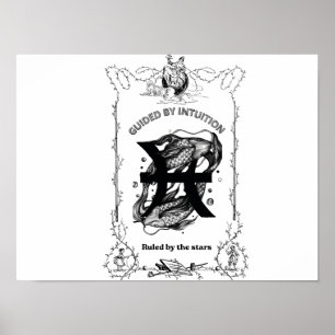 Pisces Intuition Celestial Design Poster