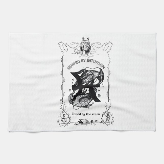 Pisces Intuition Celestial Design Tea Towel (Horizontal)