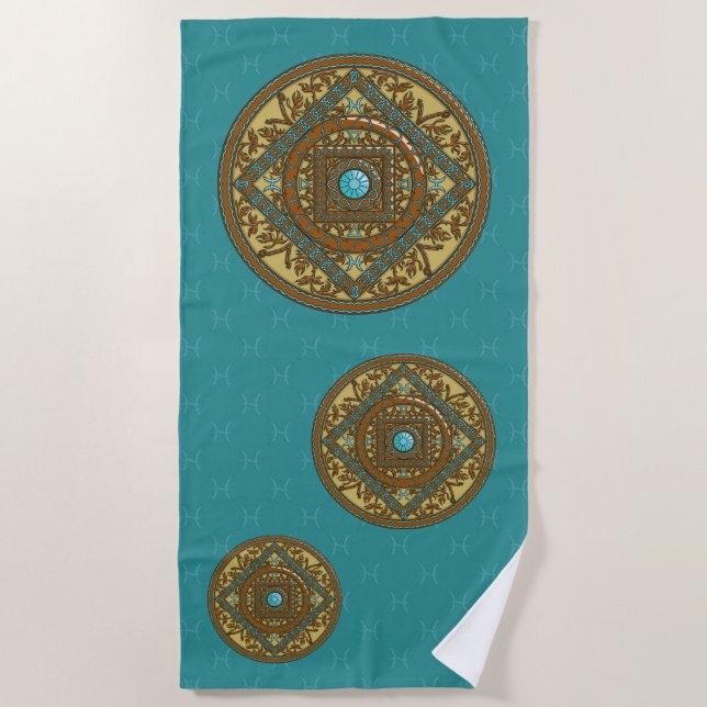 Pisces Mandala Beach Towel (Front)