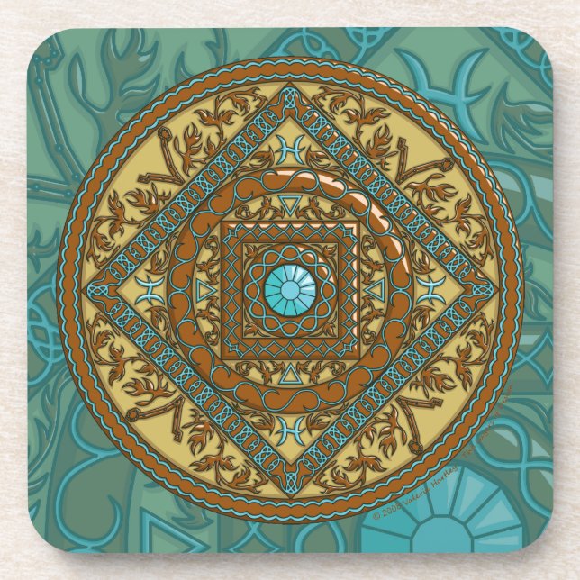 Pisces Mandala Square Coaster (Front)
