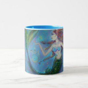 Pisces Mermaid Blue 15oz Two-Tone Coffee Mug