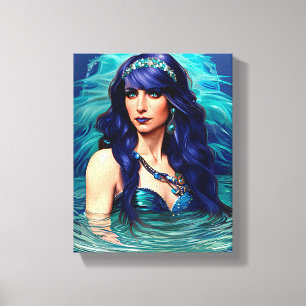 Pisces Mermaid Queen Original Fantasy art  Canvas Print
