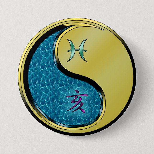 Pisces & Metal Boar 7.5 Cm Round Badge (Front)