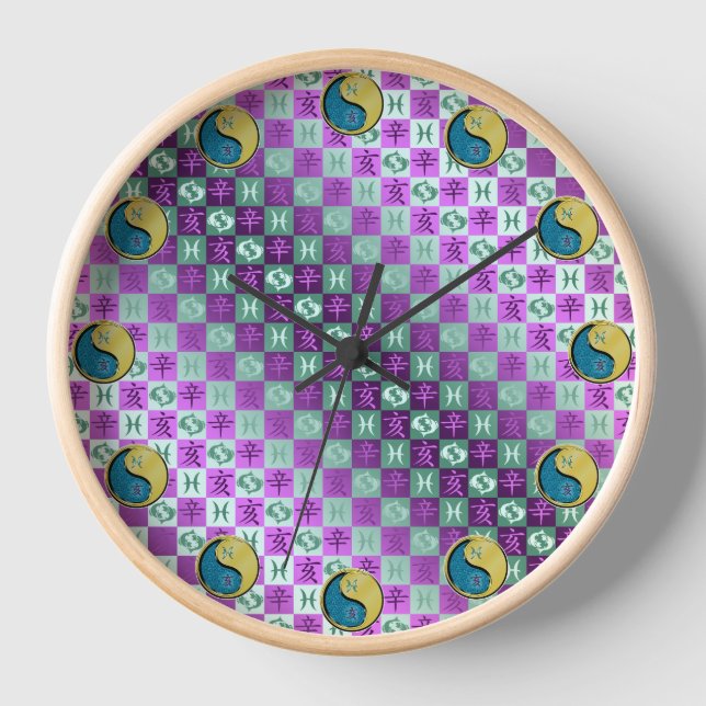 Pisces & Metal Boar Clock (Front)