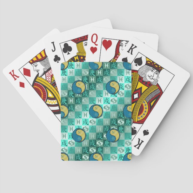 Pisces & Metal Dog Playing Cards (Back)