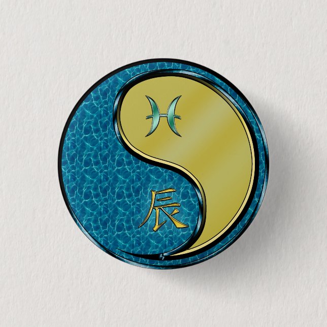Pisces & Metal Dragon 3 Cm Round Badge (Front)