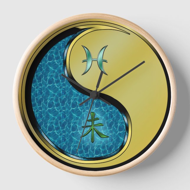 Pisces & Metal Goat Clock (Front)