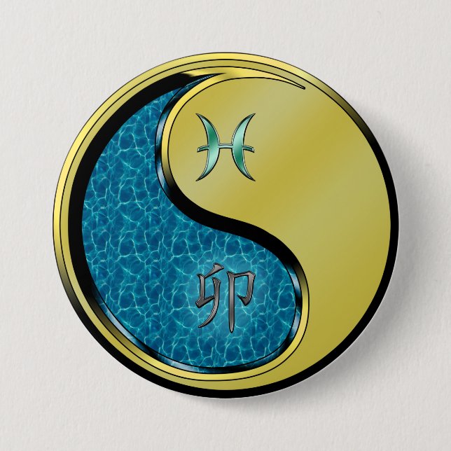 Pisces & Metal Rabbit 7.5 Cm Round Badge (Front)