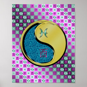 Pisces & Metal Rooster Poster