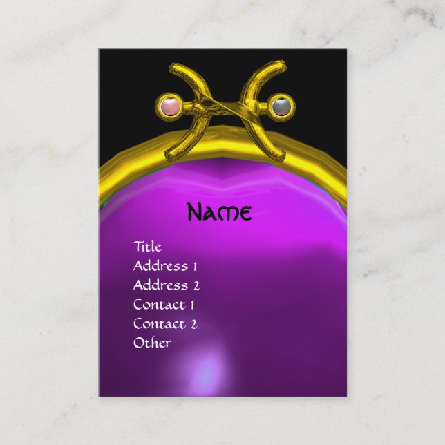PISCES MONOGRAM Pearl Amethyst yellow pink purple Business Card (Front)