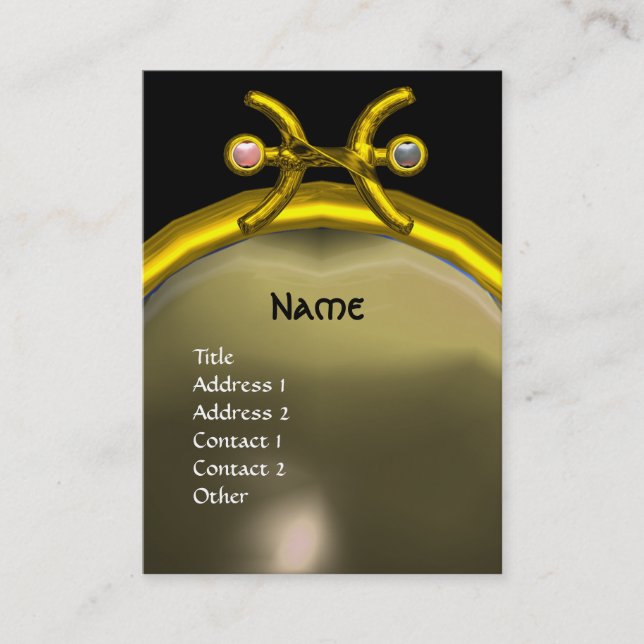 PISCES MONOGRAM Pearl  yellow black grey pink Business Card (Front)