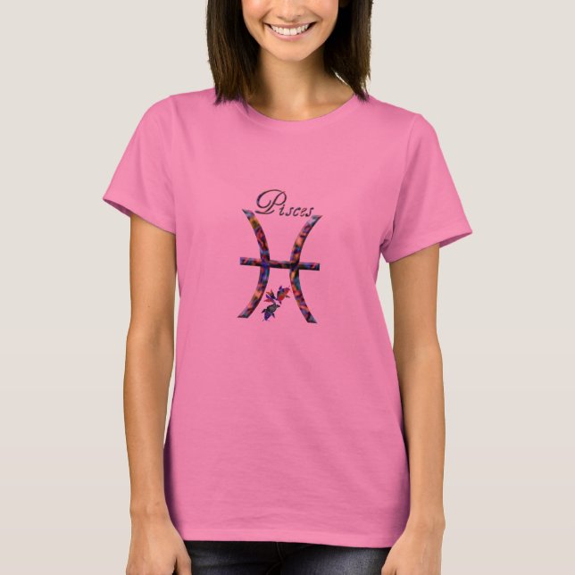Pisces Multi-Colour Zodiac Sign T-Shirt (Front)