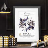 Pisces Personalised Elegant Zodiac Watercolor