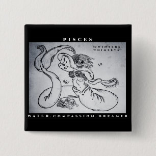 Pisces Print  15 Cm Square Badge
