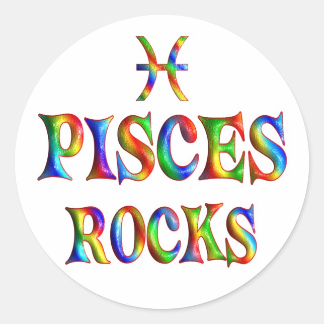 Pisces Rocks Classic Round Sticker (Front)