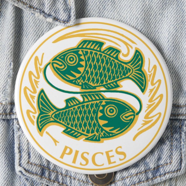 Pisces Sign of the Zodiac on a 10 Cm Round Badge (Creator Uploaded)