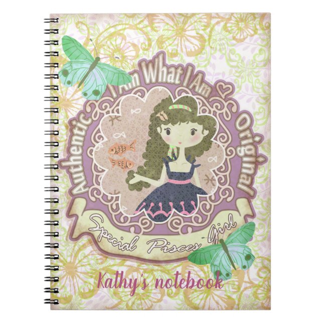 Pisces signs. Personalised. notebook (Front)