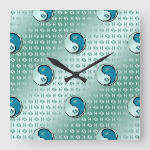 Pisces Square Wall Clock