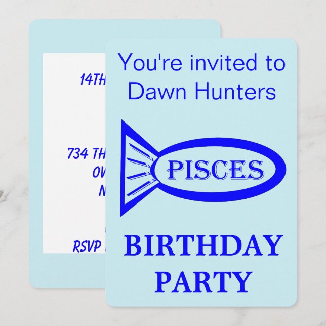 Pisces Star Sign Birthday Party Invitation (Front/Back)