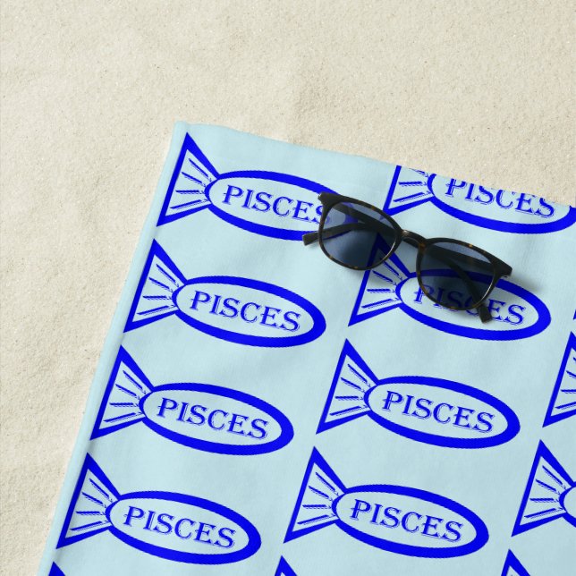 Pisces Star Sign Fish Beach Towel (In Situ)