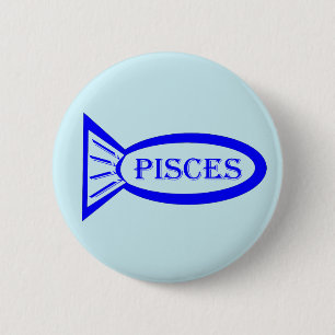Pisces Star Sign Fish Button