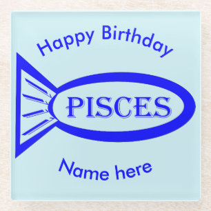 Pisces Star Sign Fish Glass Coaster