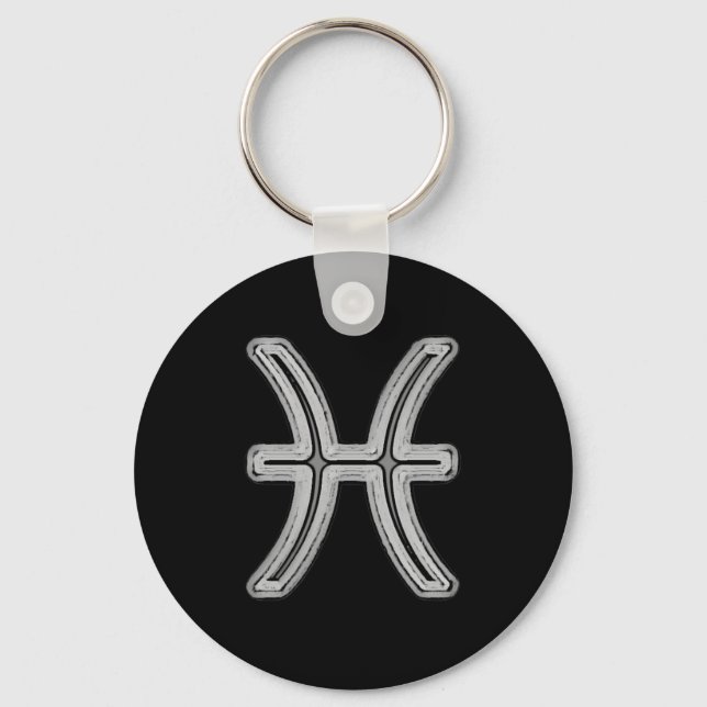 Pisces Star Sign Symbol Key Ring (Front)