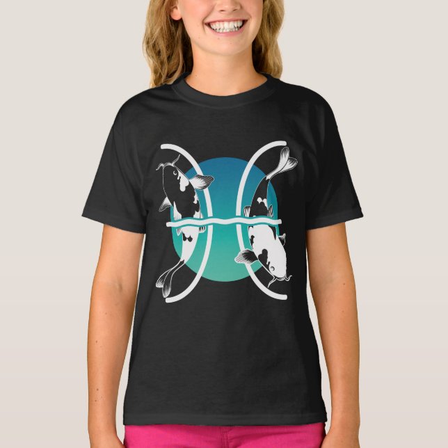 Pisces Symbol - Astrological Zodiac Sign T-Shirt (Front)