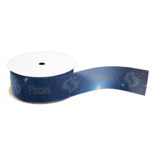 Pisces symbol  grosgrain ribbon
