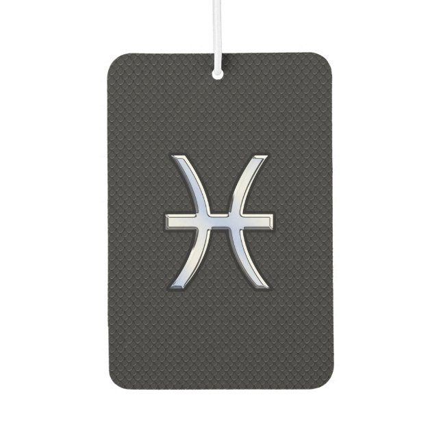 Pisces Symbol on Black Snake Skin style Car Air Freshener (Front)