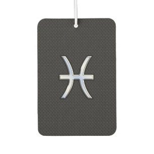 Pisces Symbol on Black Snake Skin style Car Air Freshener