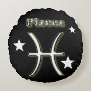 Pisces symbol round cushion